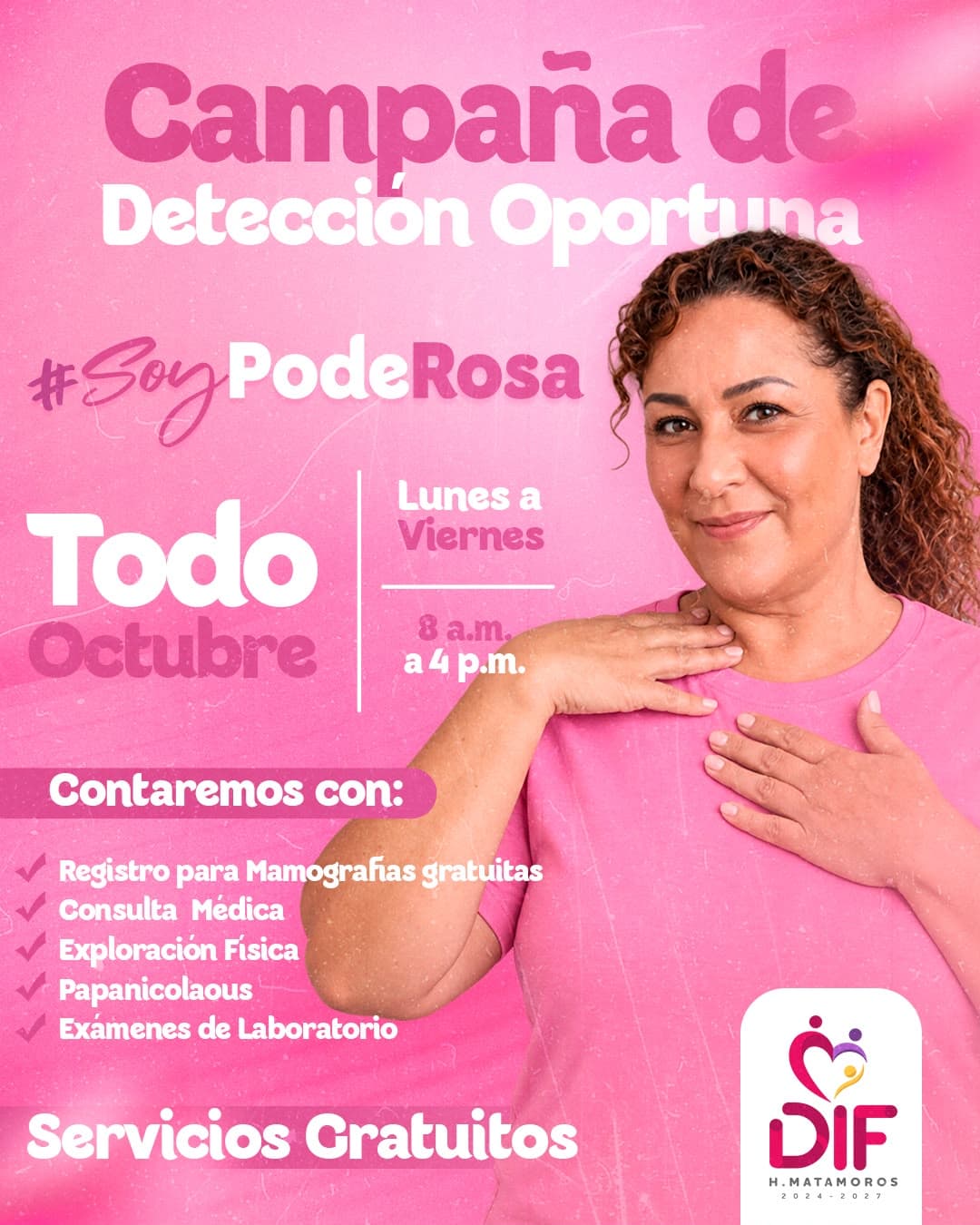 Promueve DIF Matamoros campaña de detección oportuna “Soy PodeRosa” durante el mes de octubre